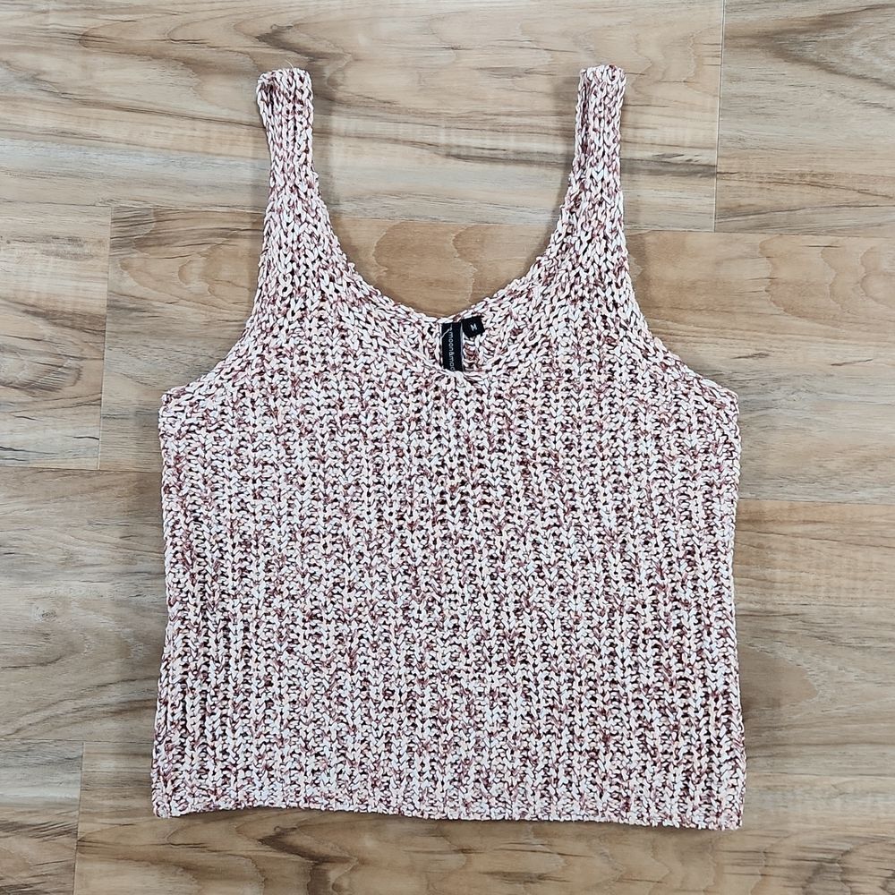 🔹️Anthropologie Moon & Madison Cream & Mauve Knit Sleeveless Top  Medium